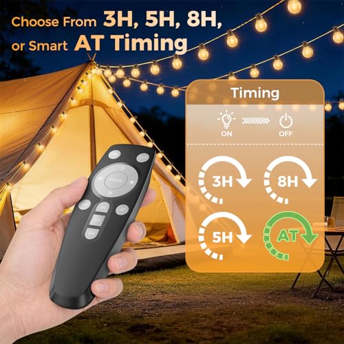 Detalle de VenzBlomia Solar Festoon Lights Outdoor 16.3M/53.5FT with Remote – G40 LED, USB Backup