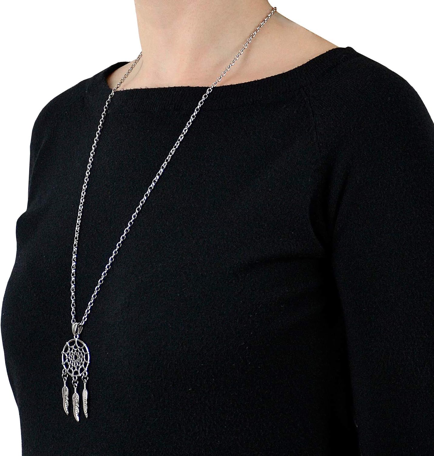 Detalle 2 de Morella Collana da Donna 70 cm con ciondolo acchiappasogni in acciaio inossidabile
