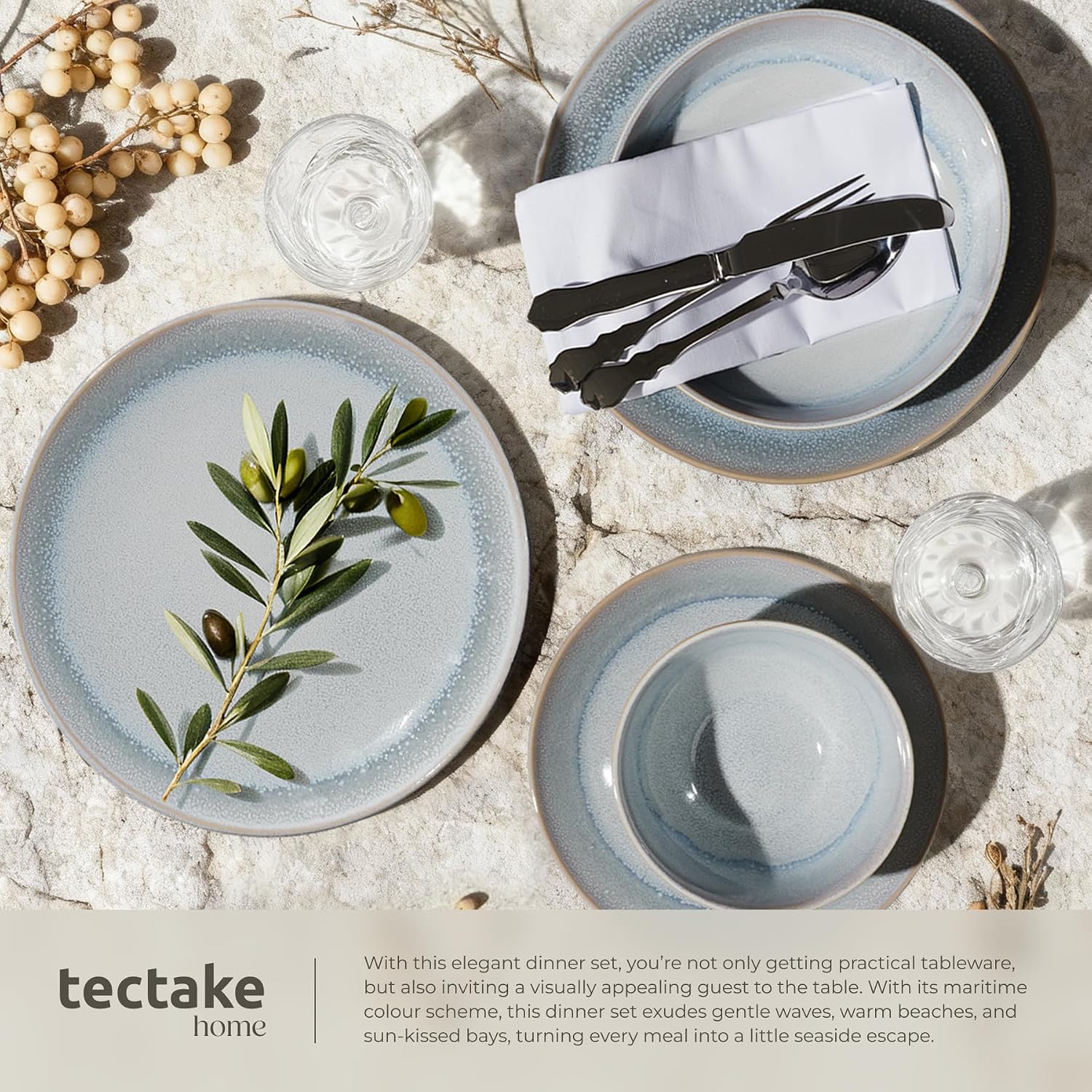 Detalle 1 de tectake Mare 406211 servisset i glaserat lergods, 24 delar för 6 personer