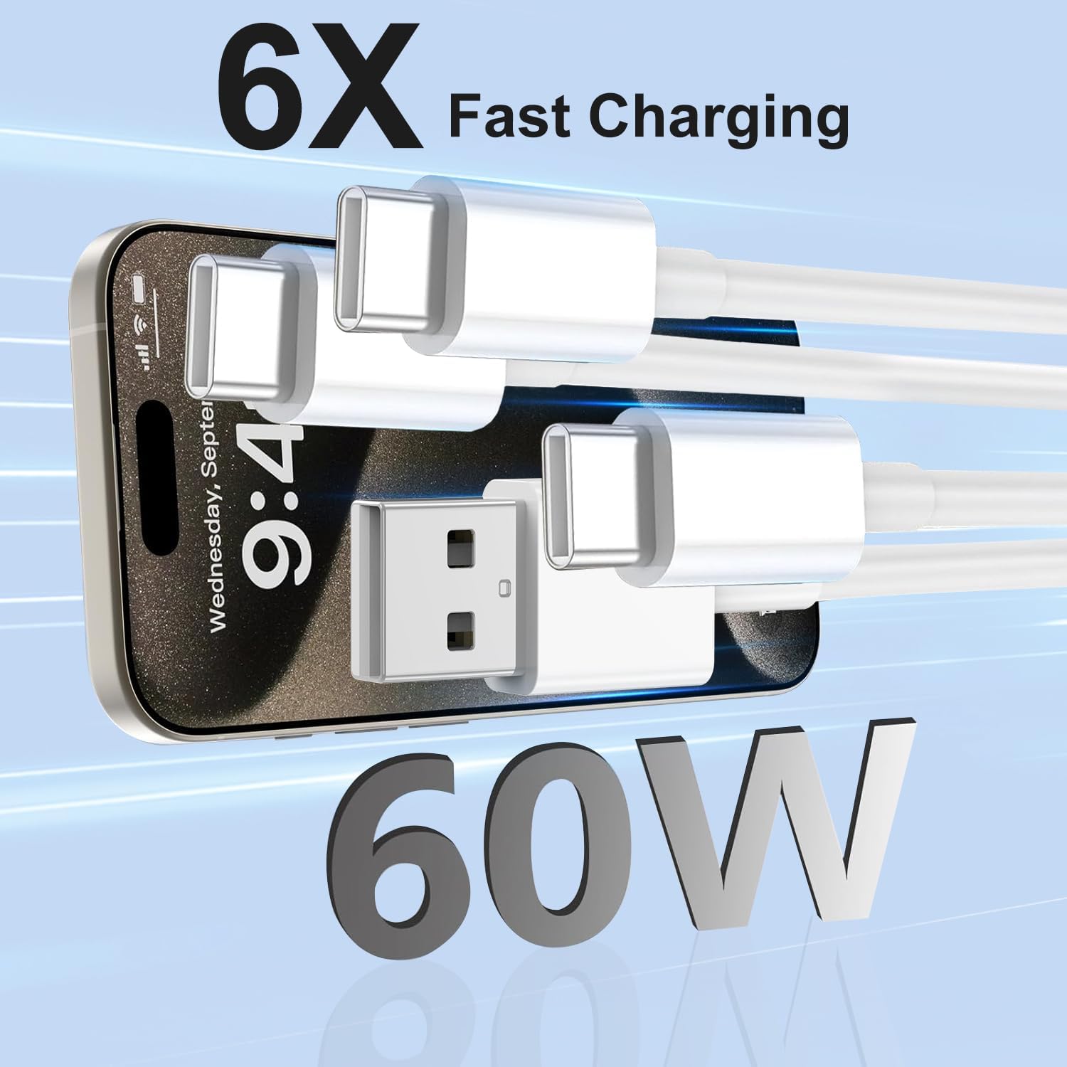 Thumbnail 1 de Car USB C Charge Cable for iPhone 17 16 15 4-Pack