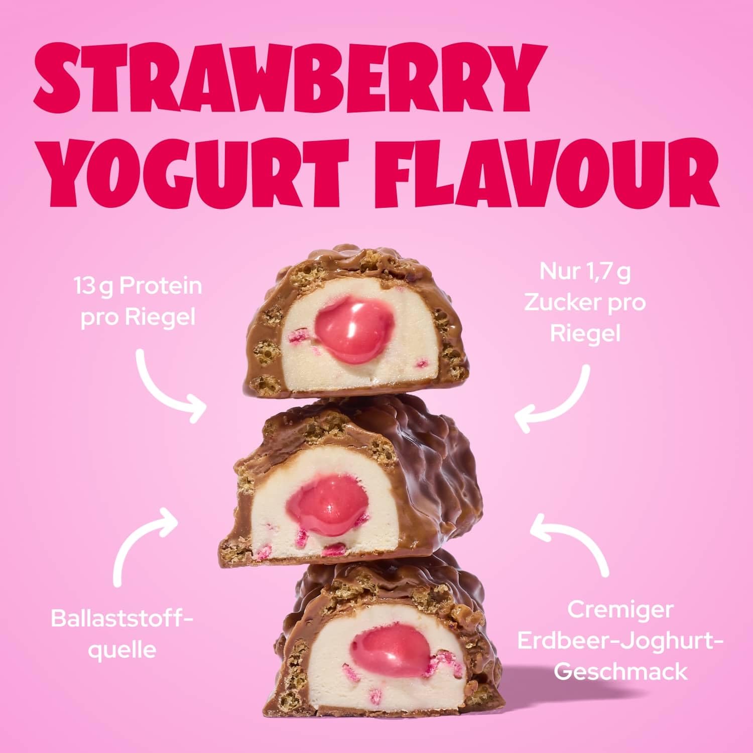 Detalle de ahead Protein Riegel Strawberry Yogurt – 14×45 g