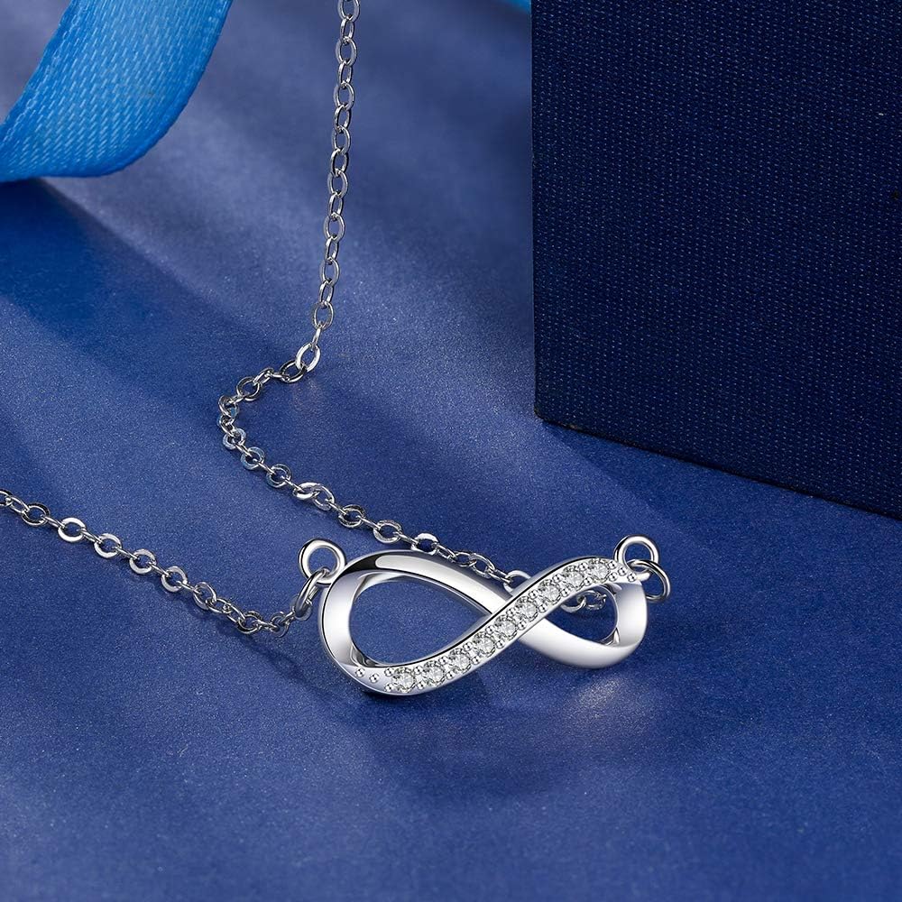 Detalle 2 de Viwind Infinity Herz Anhänger Kette aus 925 Sterling Silber – Damenschmuck