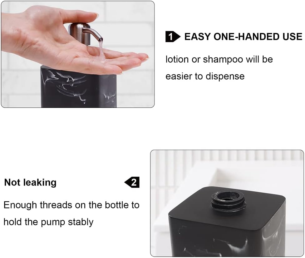 Thumbnail 3 de Suanti Seifenspender 425 ml – quadratisch, Pumpe aus gebürstetem Nickel, nachfüllbar, schwarzer Marmor-Stil