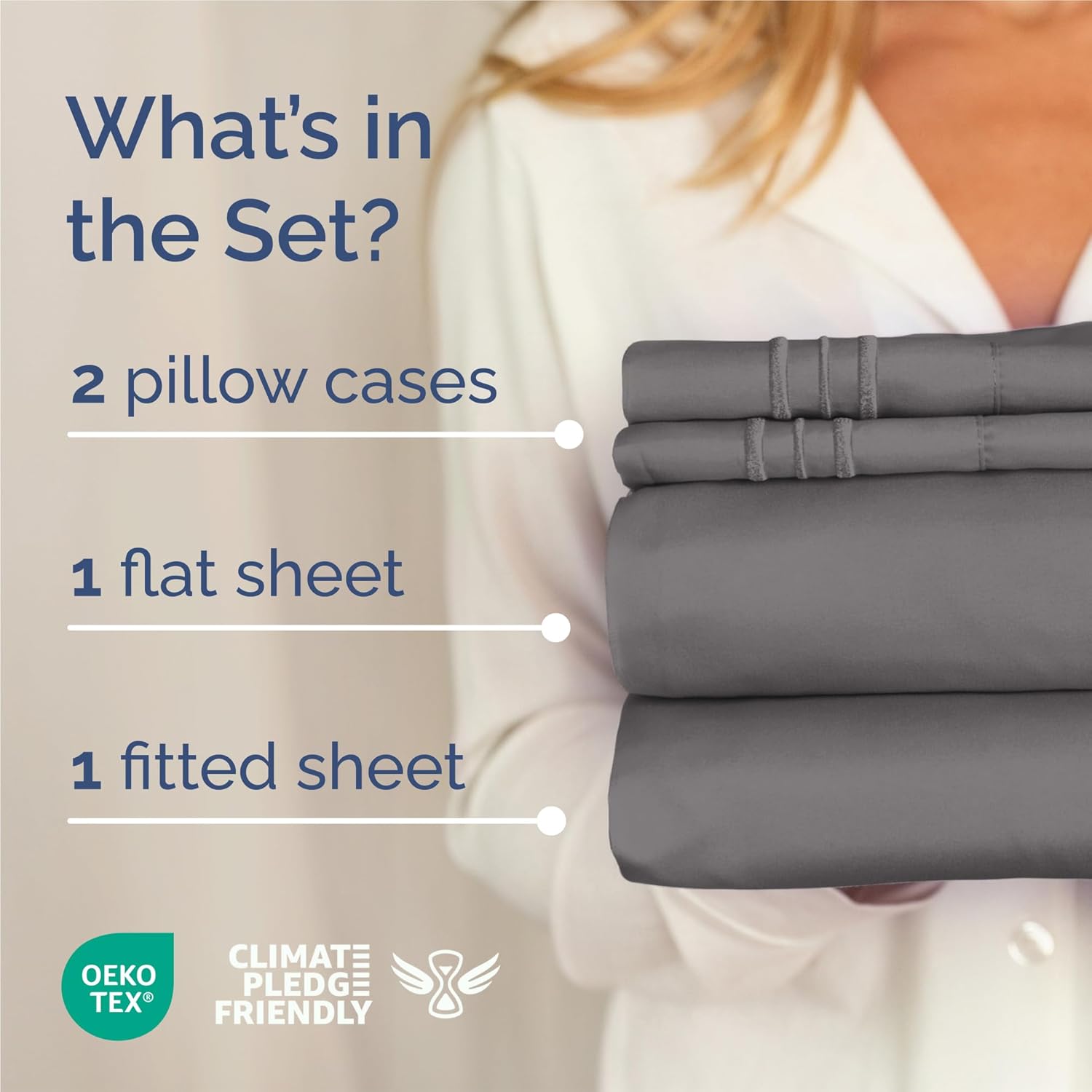 Detalle 2 de King Size 4-Piece Hotel-Style Sheet Set, Deep Pocket