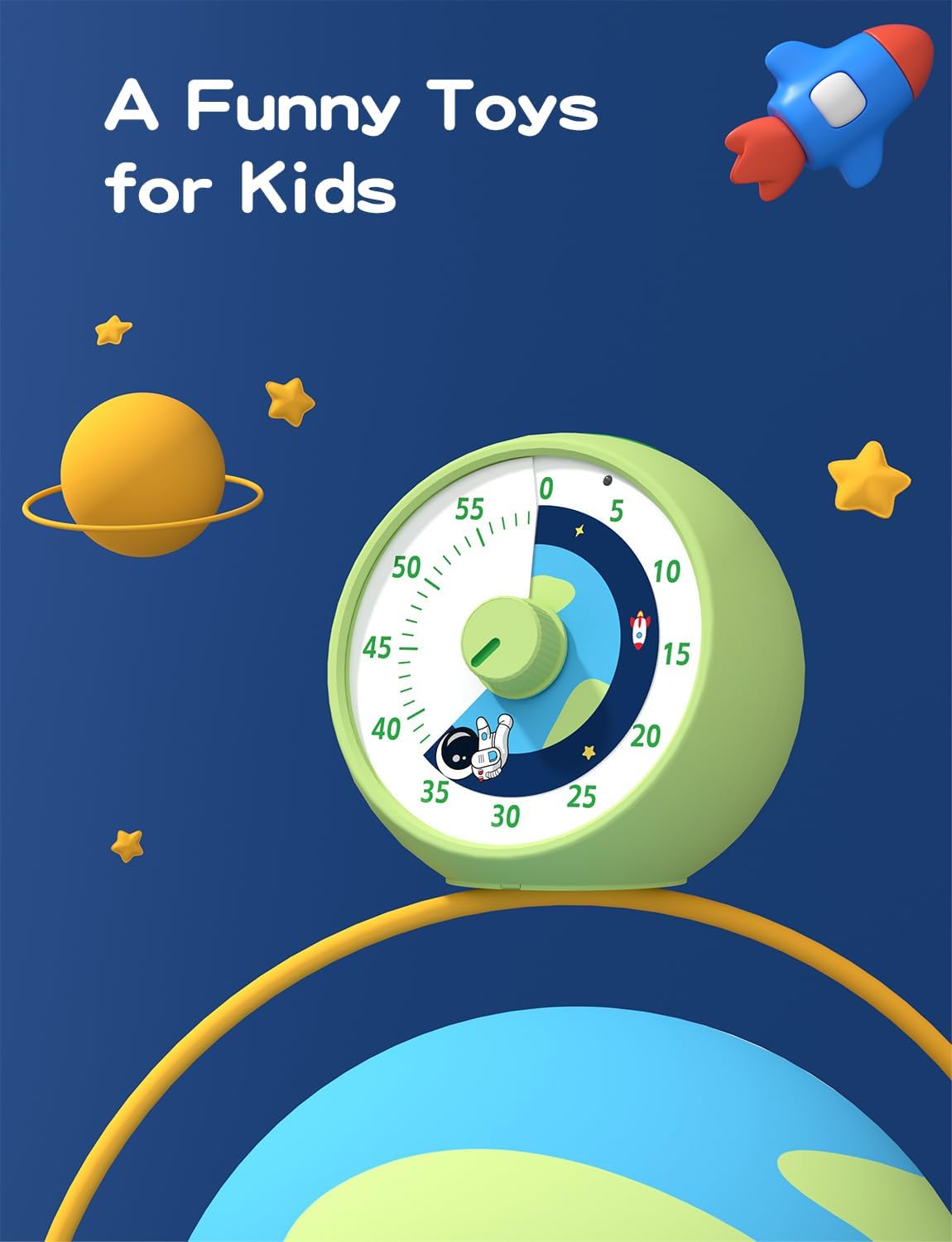 Detalle de Visual Timer for Kids – 60-Minute Rainbow Planet Desk Timer (Silent Operation)