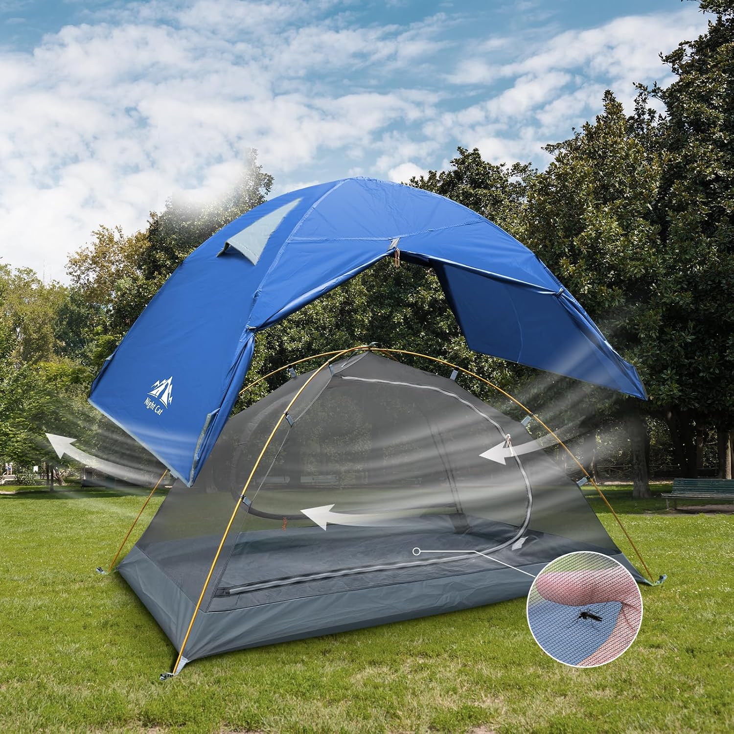 Detalle de Night Cat 2-Person Backpacking Tent with Aluminum Poles and Rainfly