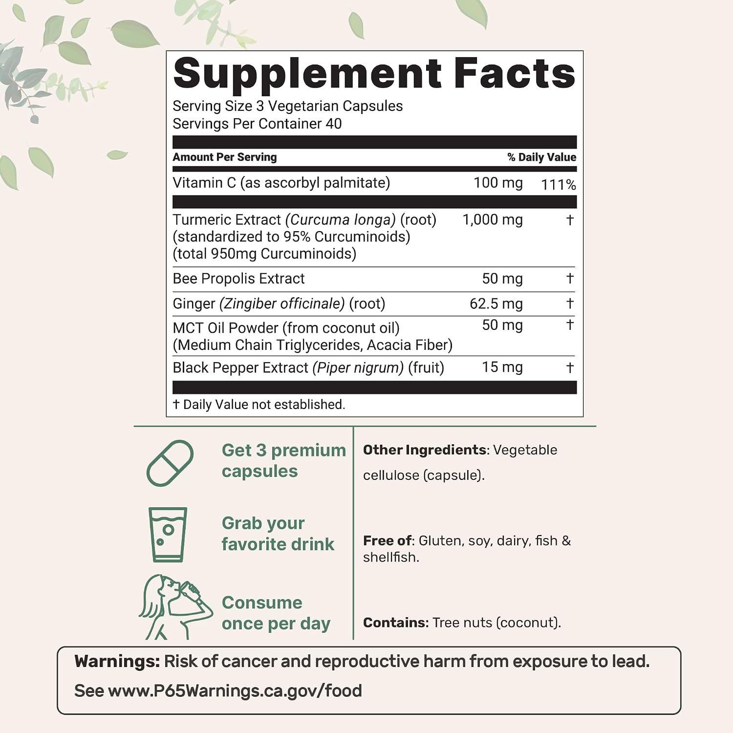 Detalle 2 de Micro Ingredients Turmeric Curcumin Capsules 1,000 mg