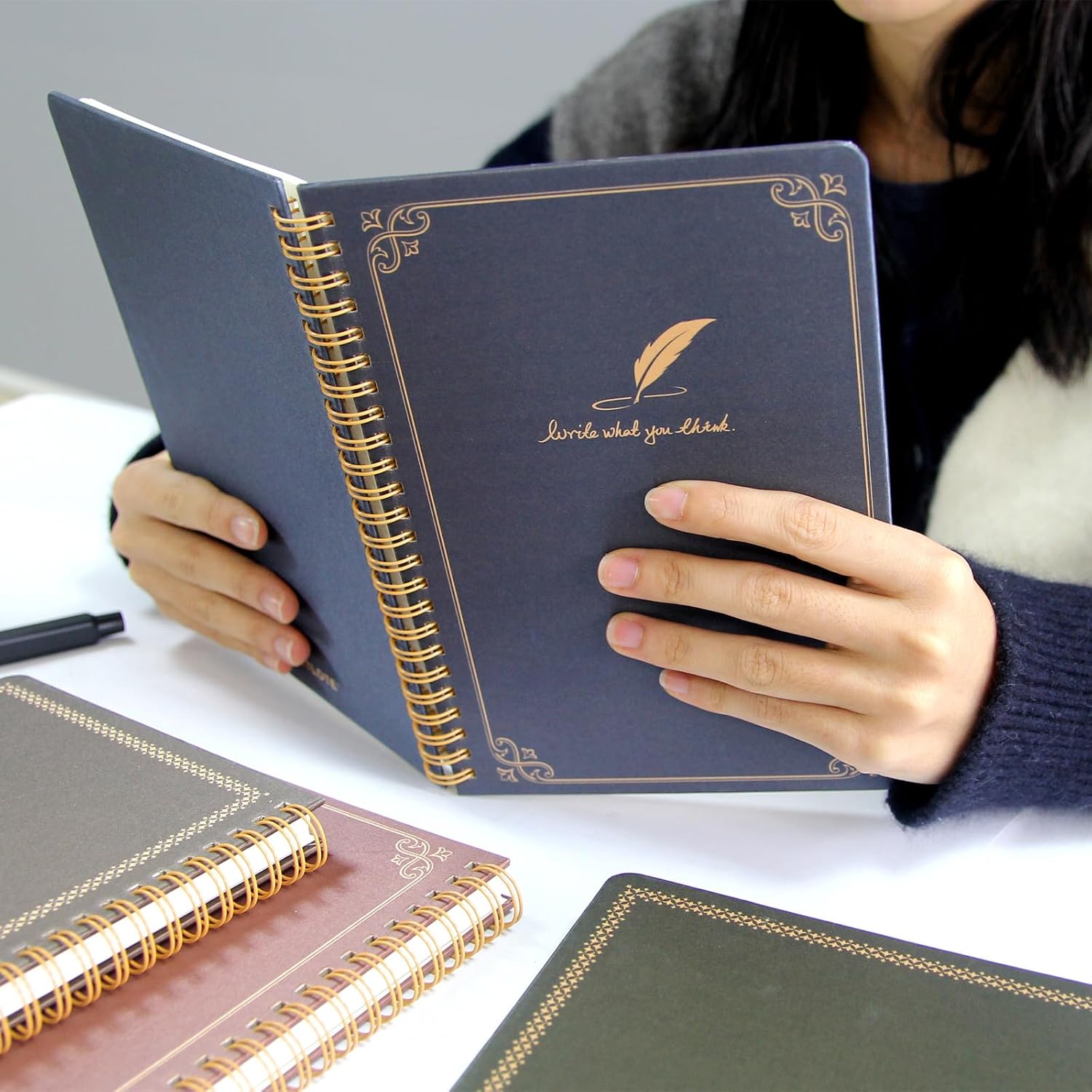 Thumbnail 6 de WETLOTE Fabric Spiral Notebook, 7.5 x 10.2 Inches, 160 Pages, 80g Paper