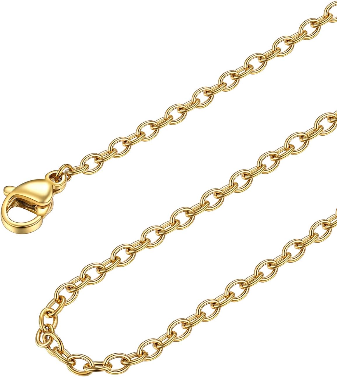 Detalle de FOCALOOK Chaîne Collier Femme 2.5mm—Acier Inoxydable, Plaqué Or/Jour Argent/Nor/Rose | Longueur 45 cm + 5 cm