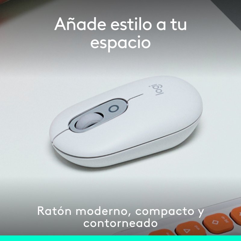 Detalle 2 de Logitech Pop Mouse Blanco — ratón inalámbrico compacto