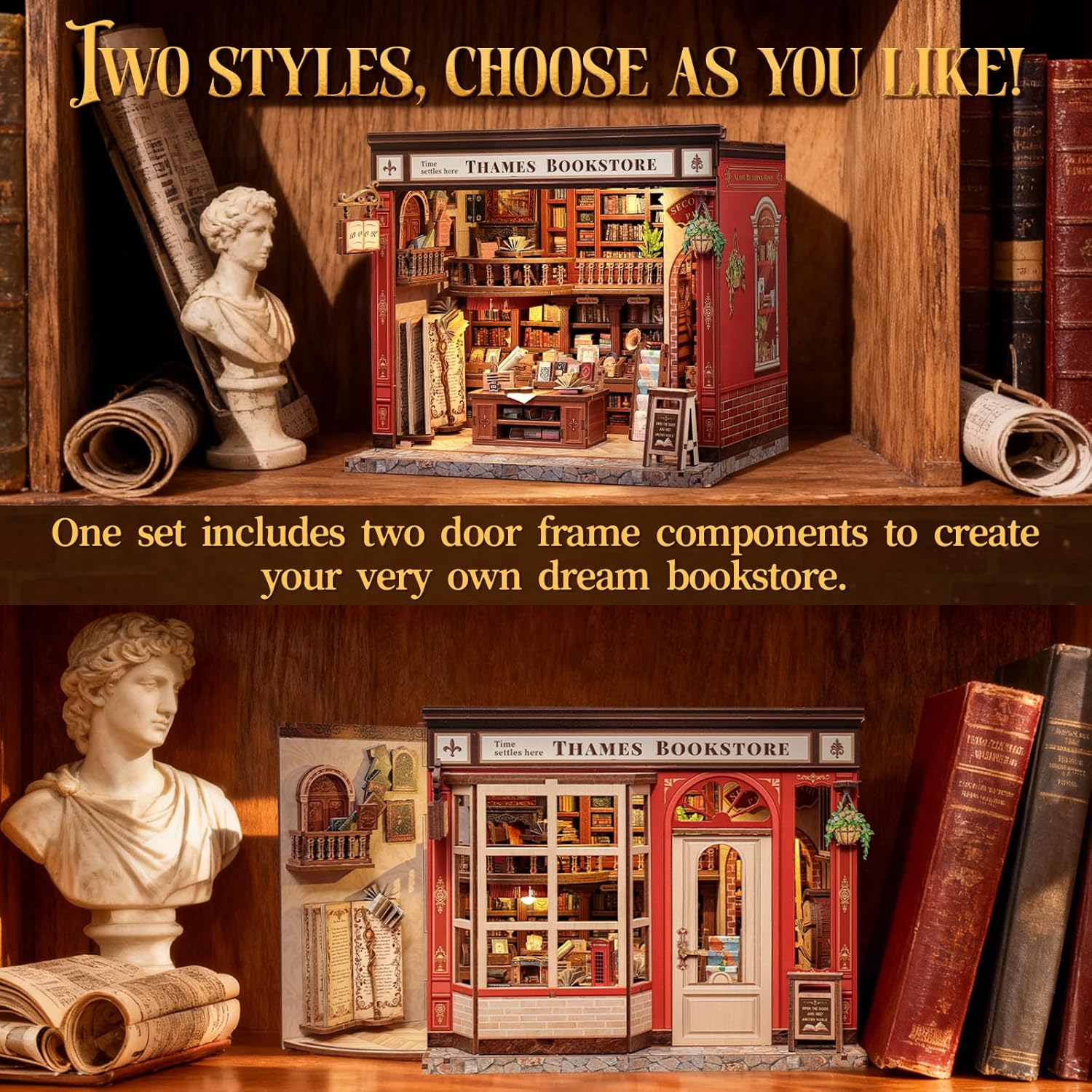 Thumbnail 6 de CUTEBEE Book Nook Kit – Miniatur-Puppenhaus (Thames Bookstore) mit LED-Licht