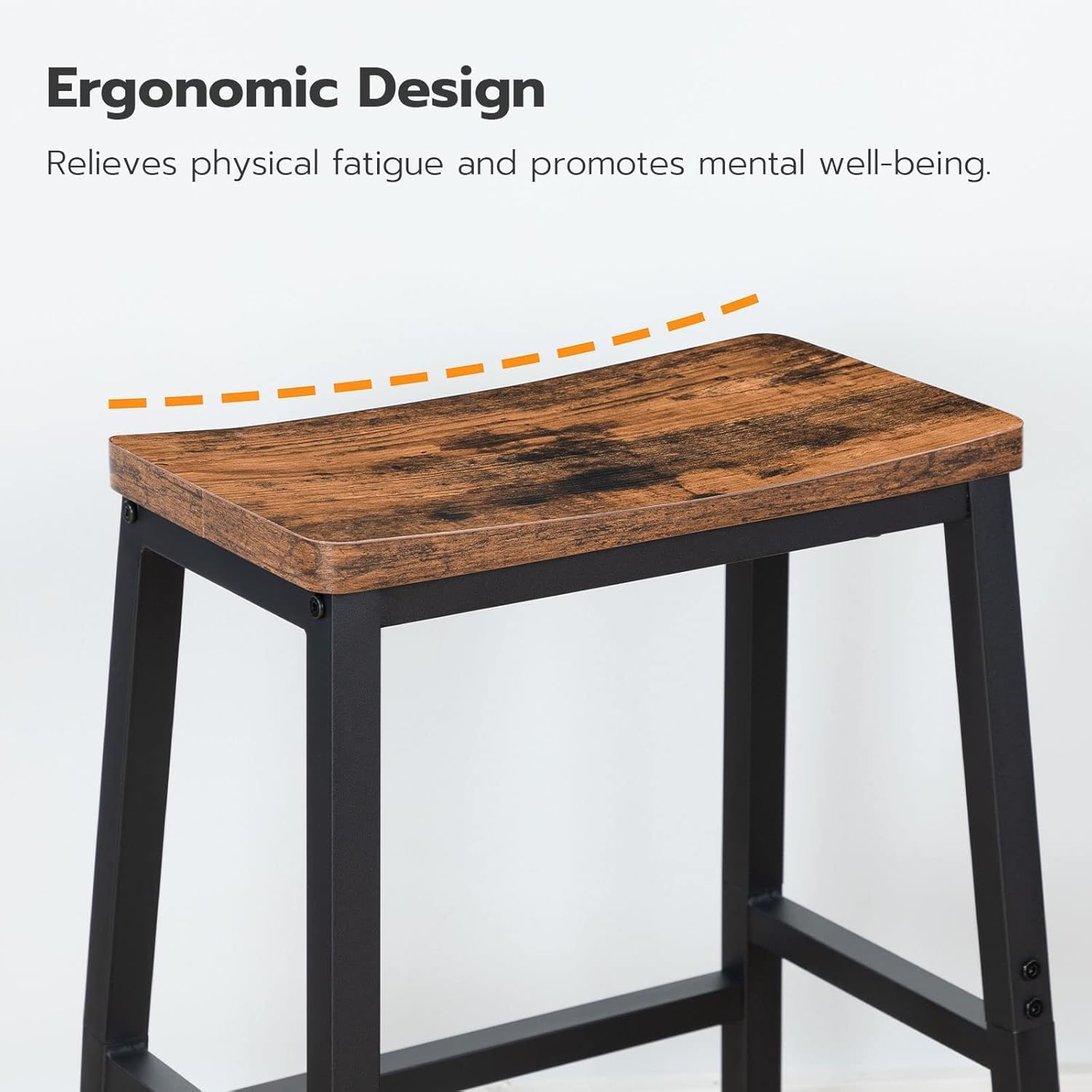 Thumbnail 5 de HOOBRO BF02MD01 Bar Stools, Set of 2, Rustic Brown and Black with Footrests