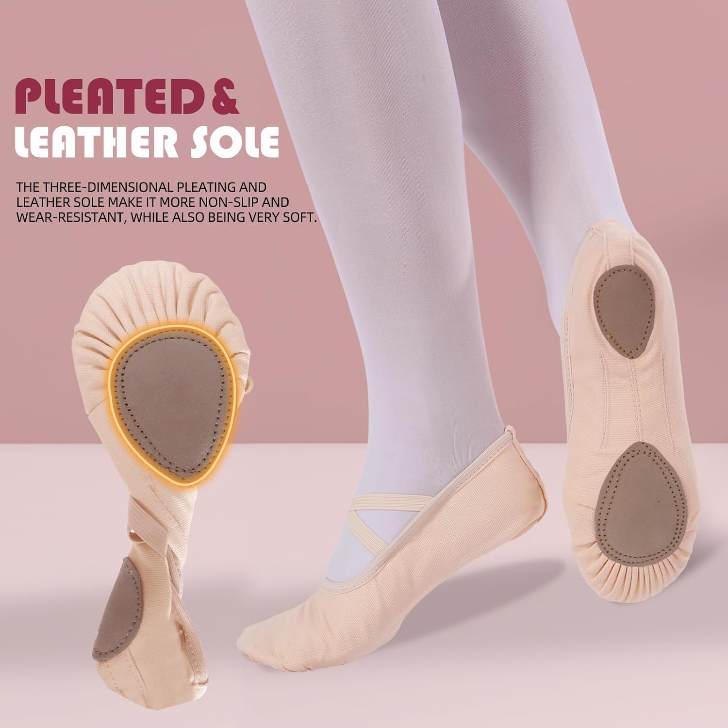 Detalle de Chaussons de ballet Acfoda en toile douce, antidérapants, lavage facile (tailles EU 22 à 44)