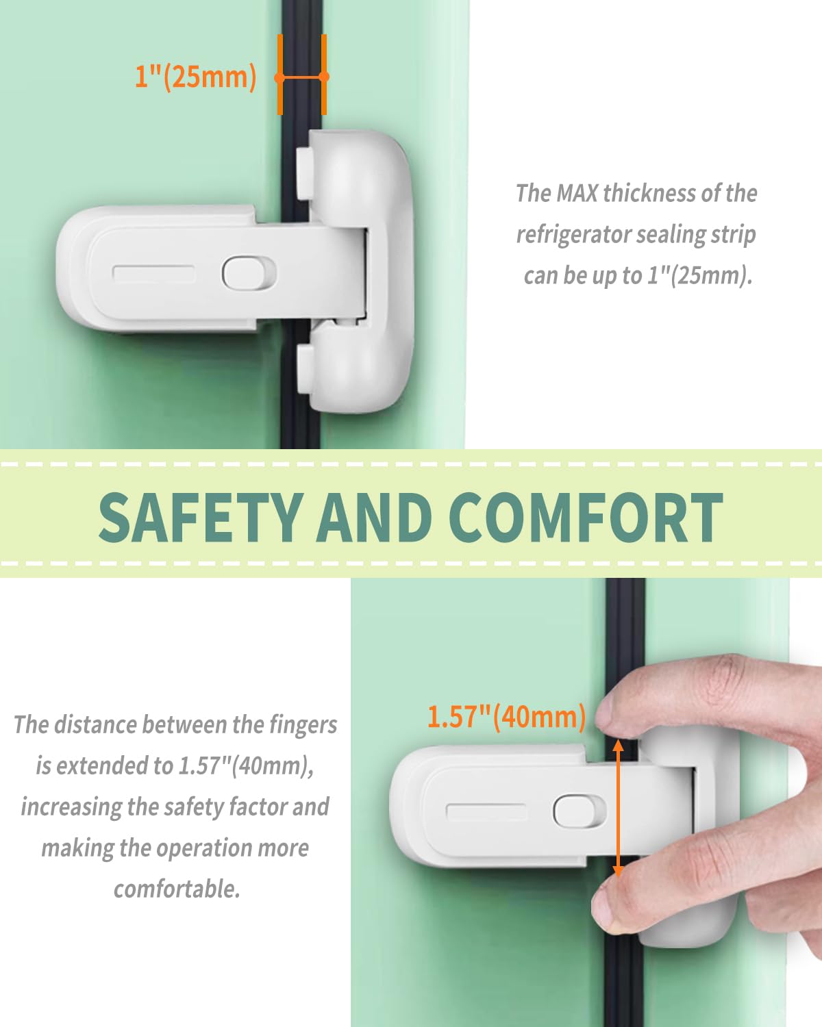 Detalle 1 de Qinzcp Refrigerator Safety Lock, ABS