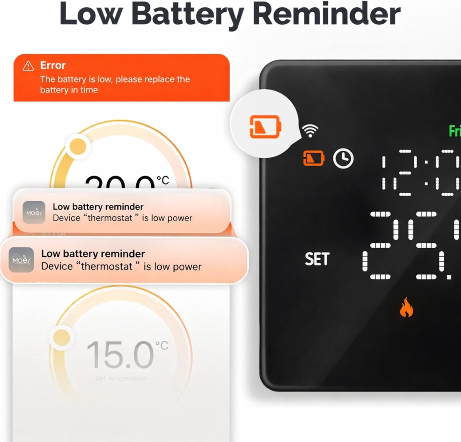 Thumbnail 2 de Termostato WiFi 503 a Batteria Nero – Controllo indipendente per Caldaie a Gas, montaggio parete o incasso