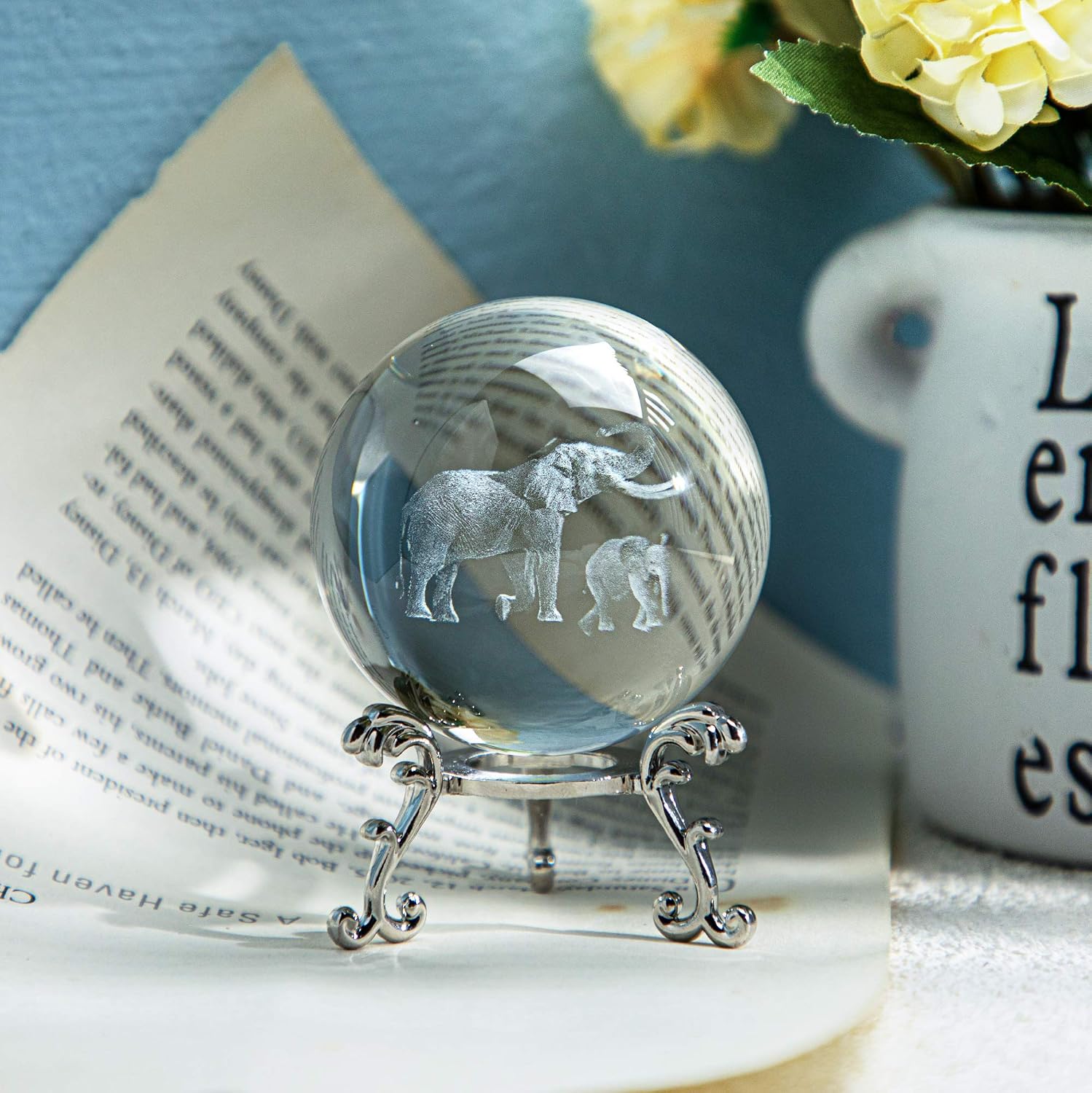 Thumbnail 5 de 60mm 3D Elephant crystal ball paperweight
