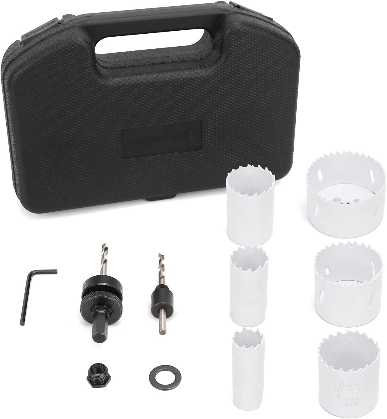 Thumbnail 1 de Amazon Basics 9-teiliges Bimetall-Hochgeschwindigkeits-Lochsägen-Set mit Tragekoffer, 25/32" bis 2-11/16", Schwarz