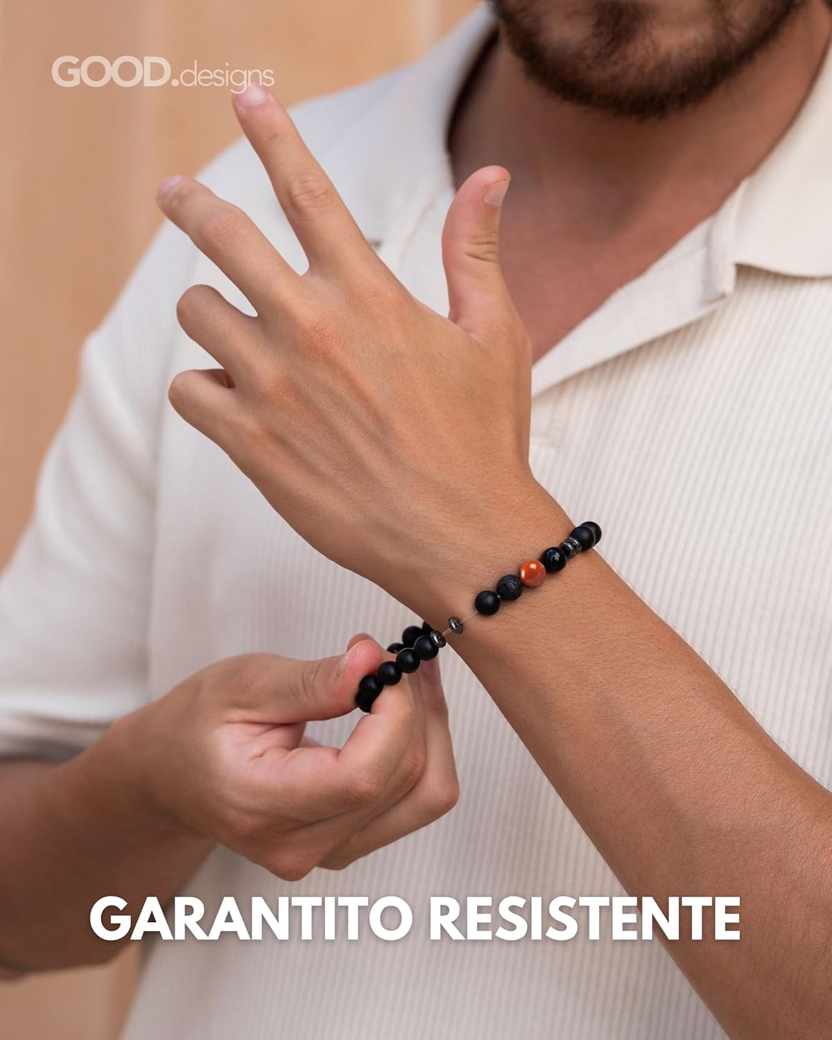 Thumbnail 3 de Bracciale pietra lavica 8 mm uomo