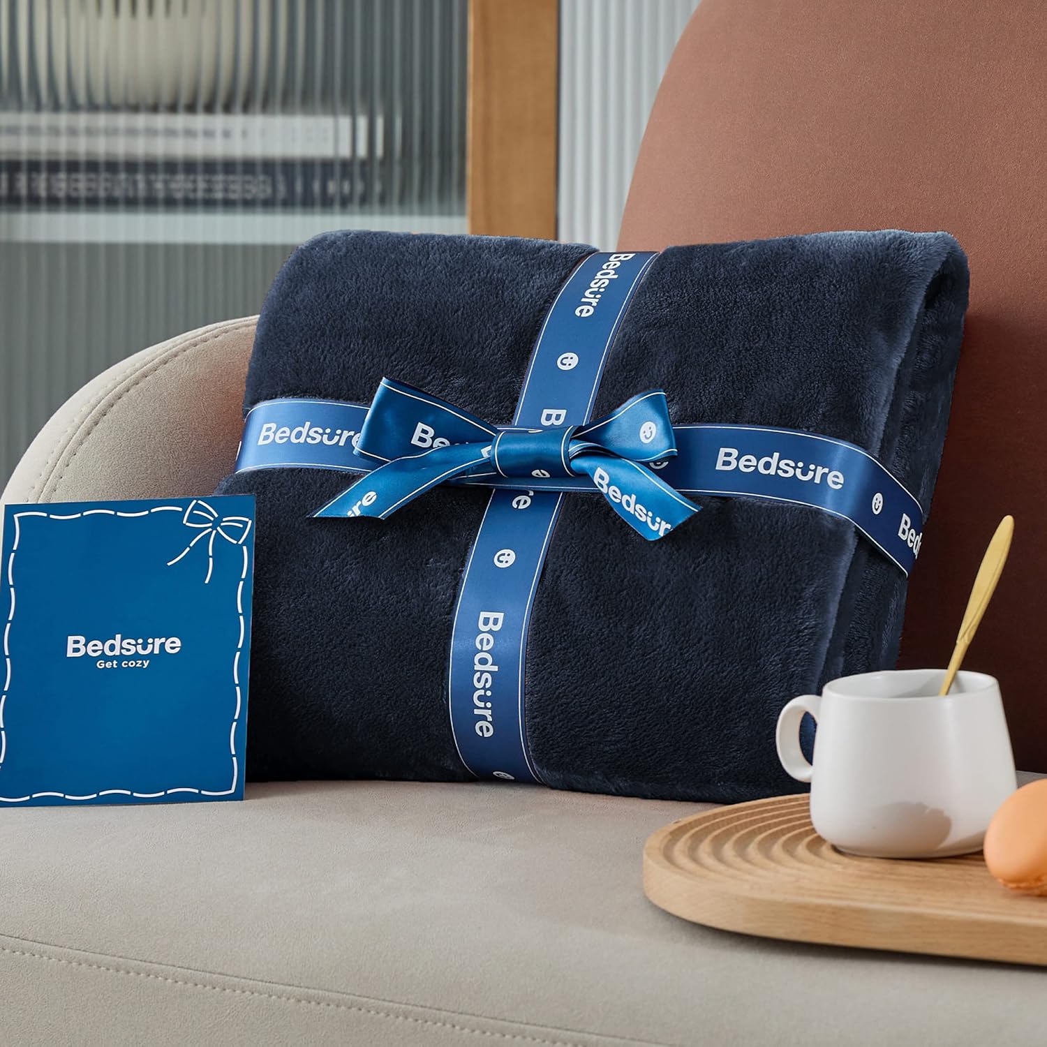 Thumbnail 6 de Bedsure Fleece Blanket King Size – Navy Blue, 270x230 cm: Soft, Warm and Durable Throw