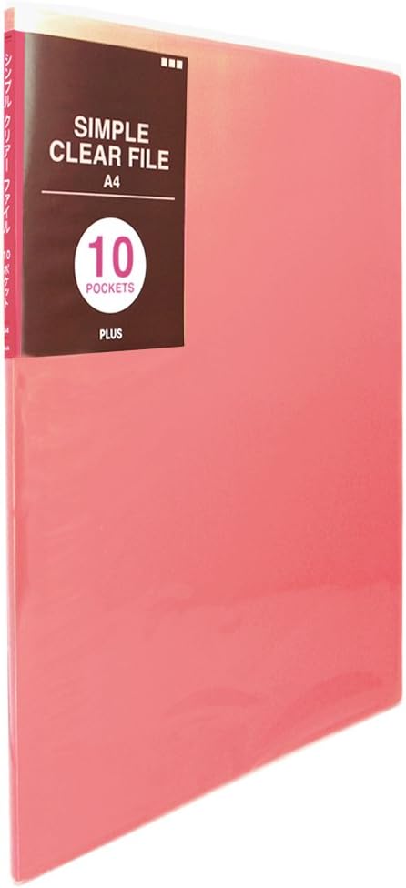 Detalle de プラス シンプルクリアーファイル FC-210SC A4縦・10ポケット・ピンク 10冊セット