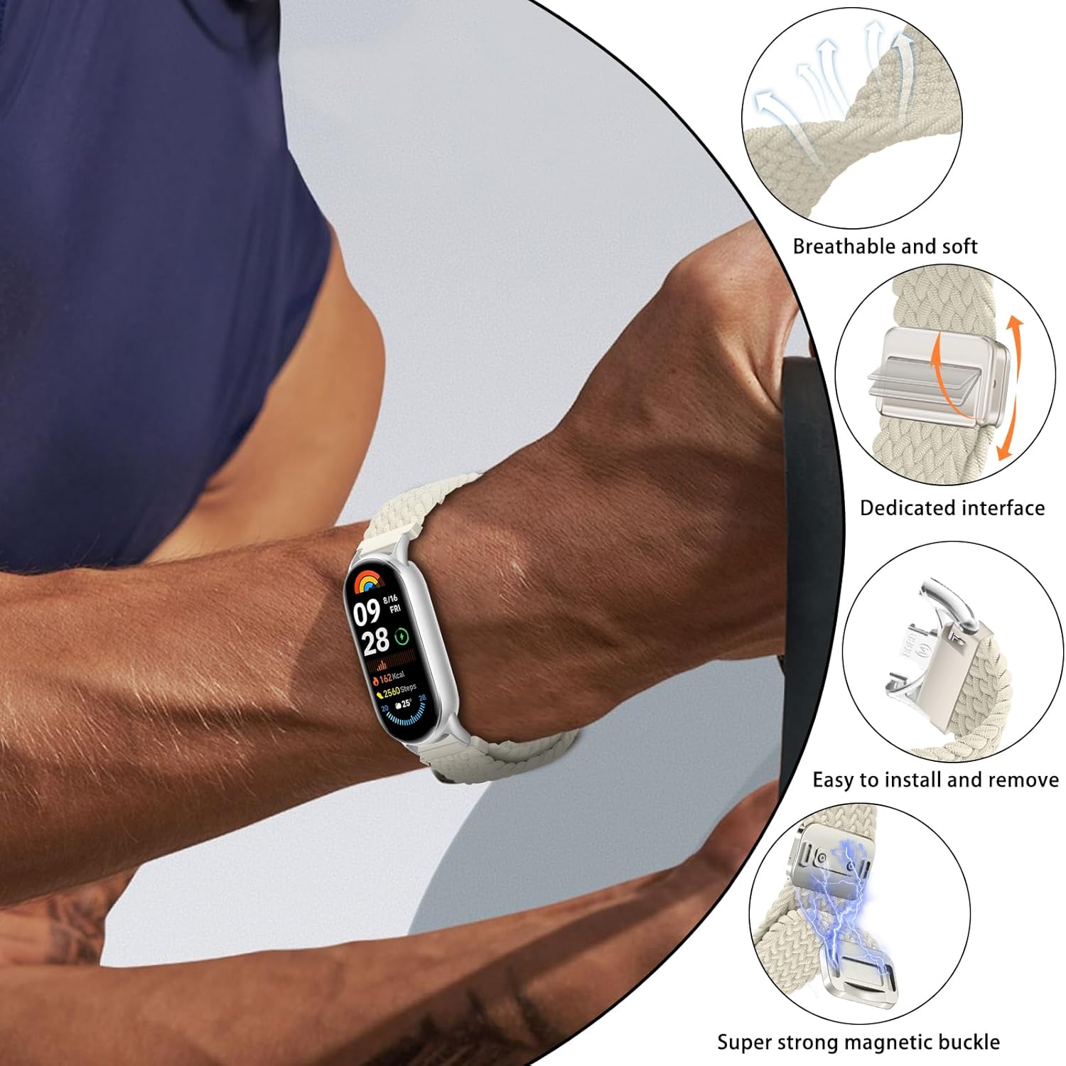 Thumbnail 2 de MokaZii Nylon-Armband mit Magnetverschluss für Xiaomi Smart Band 10/9/8