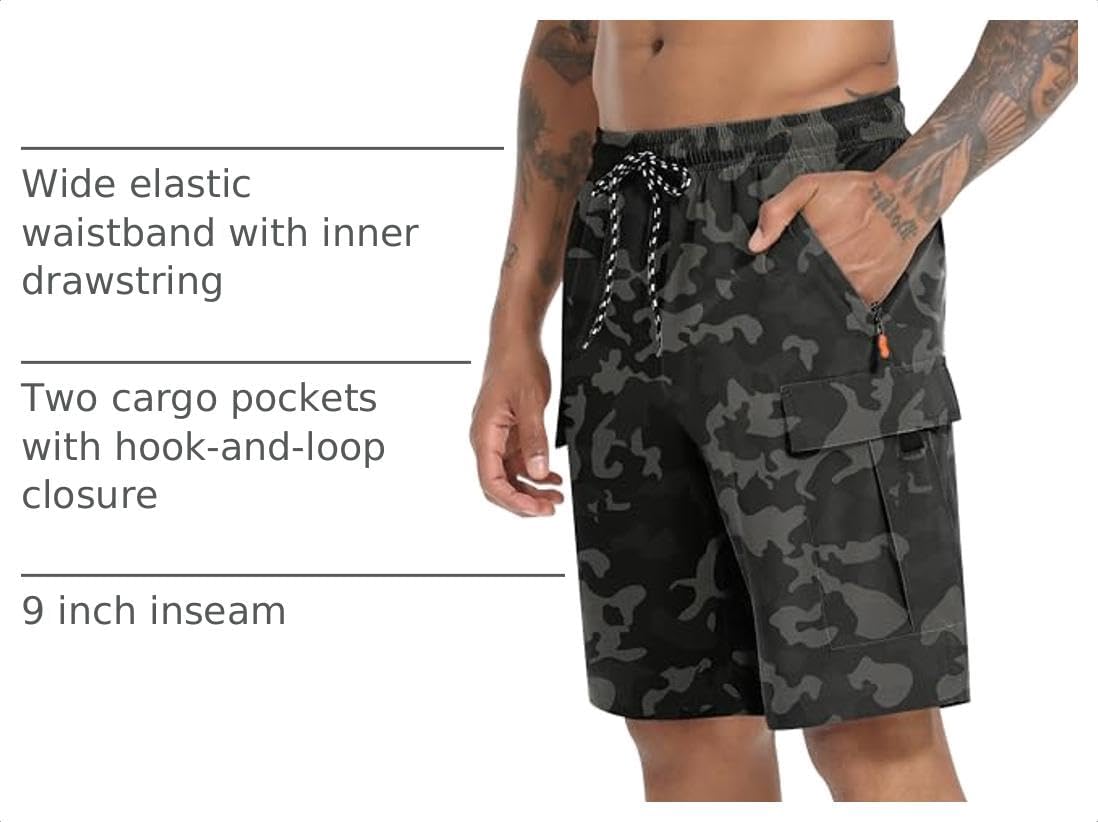 Detalle 2 de INNERBUT Men's Cargo Hiking Shorts, Quick-Dry Stretch Fabric, 5 Pockets