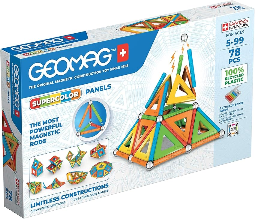 Detalle de Geomag Supercolor: Juguete Magnético Verde de Bloques Reciclados 🟢