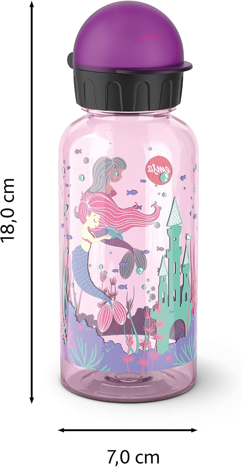 Detalle de Emsa N30516 Kids Tritan Trinkflasche 0,4 L – Mermaids, auslaufsicher, BPA-frei