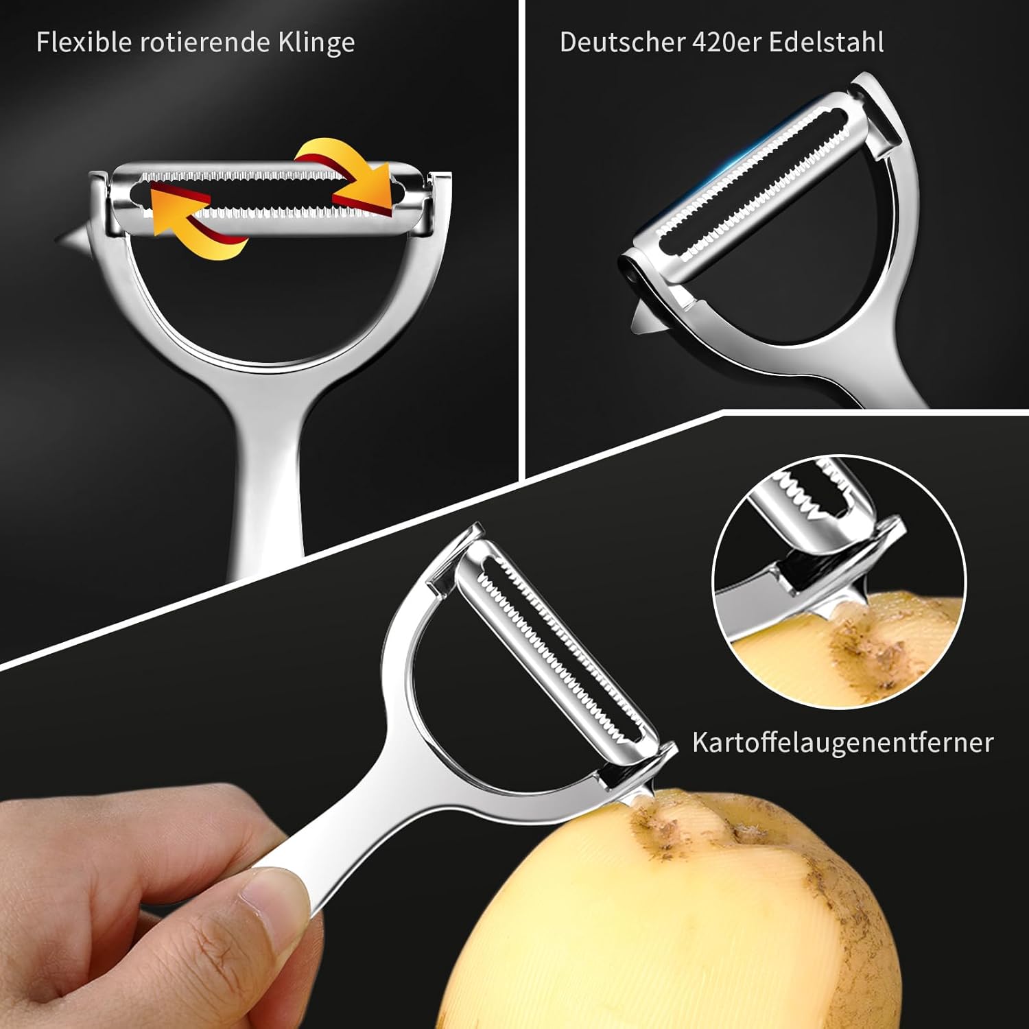 Thumbnail 2 de MAD SHARK Sparschäler-Set 2-teilig (glatte + gezahnte Klinge) aus 304 Edelstahl