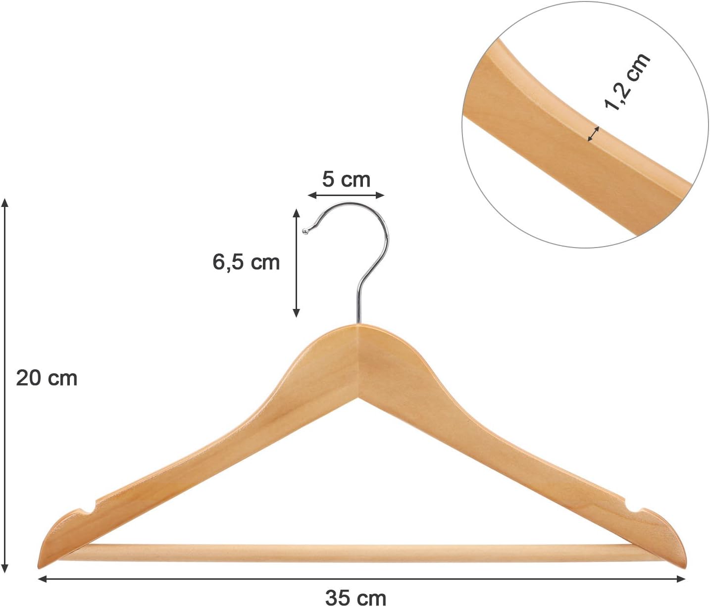 Detalle de SONGMICS CRW006-20 Perchas de madera para niños 35 cm