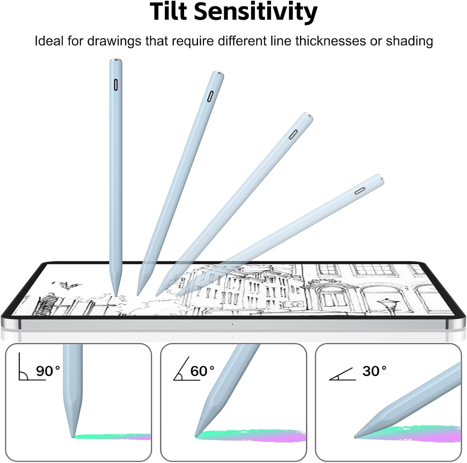 Detalle 1 de Aspaper Stylus Pen for iPad, 13-Minute Fast Charge, Tilt & Palm Rejection