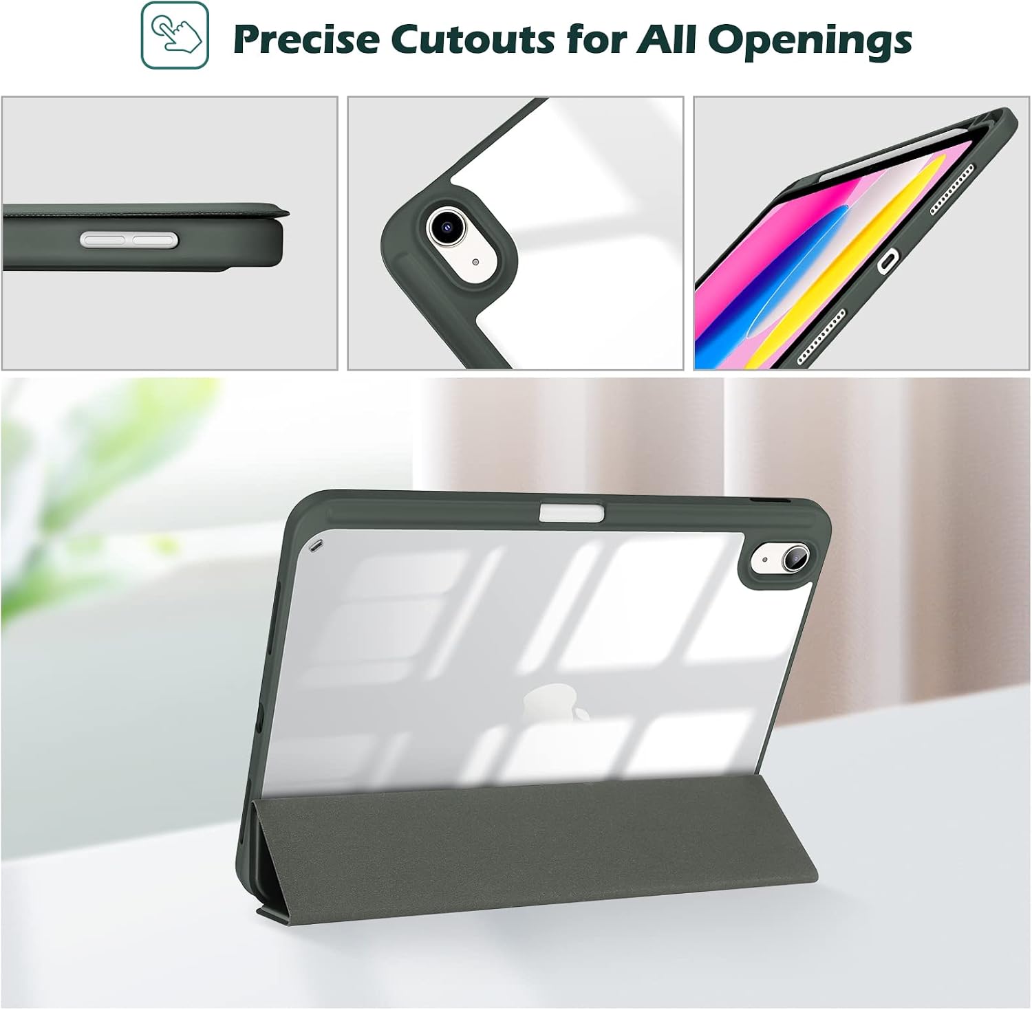 Thumbnail 6 de ProCase Smart Case Hülle für iPad 10./11. Generation (A16, 2022–2025) mit Stifthalter – Olivgrün