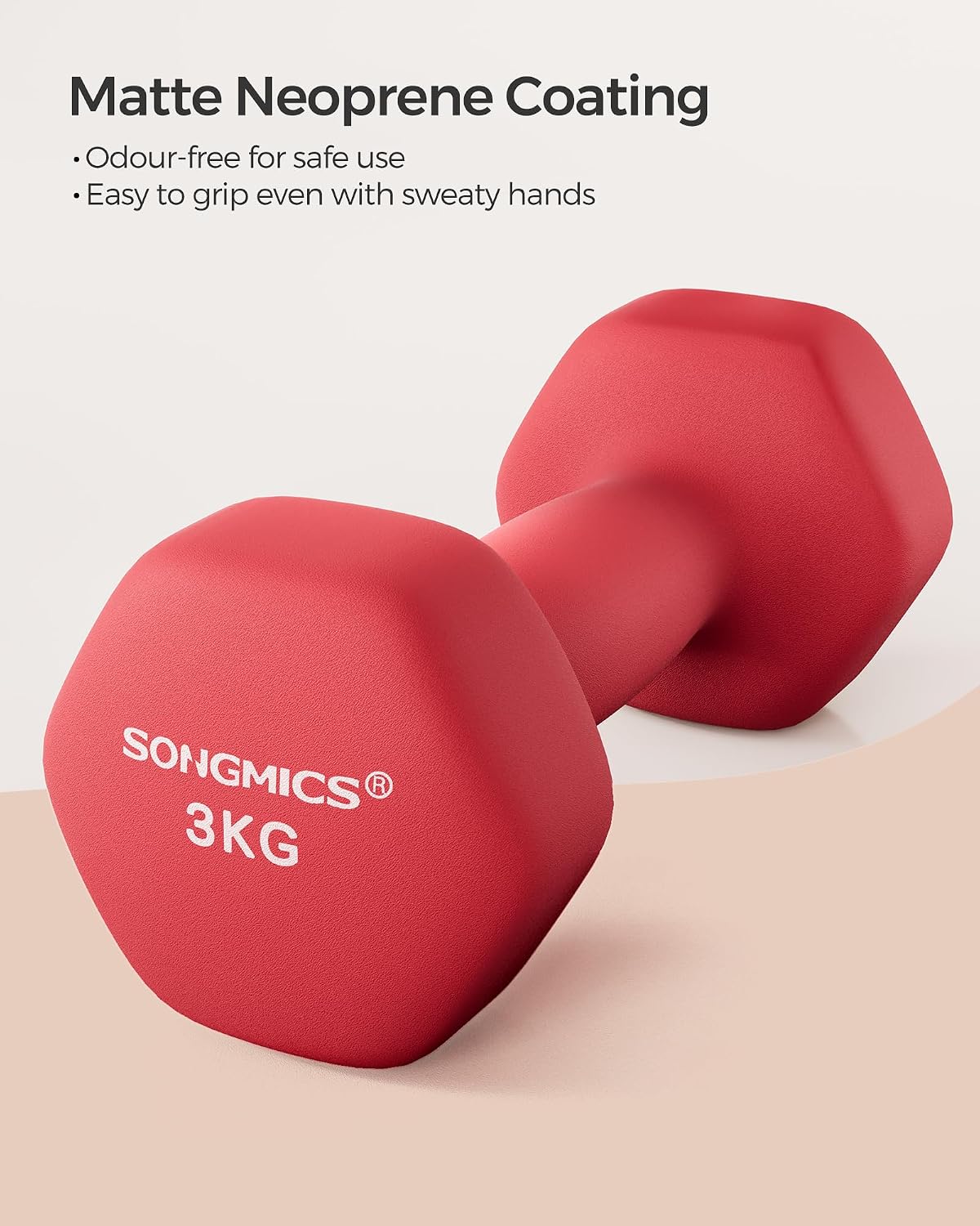 Detalle de SONGMICS Hex Dumbbells Set (2) with Neoprene Coating for Home Workouts