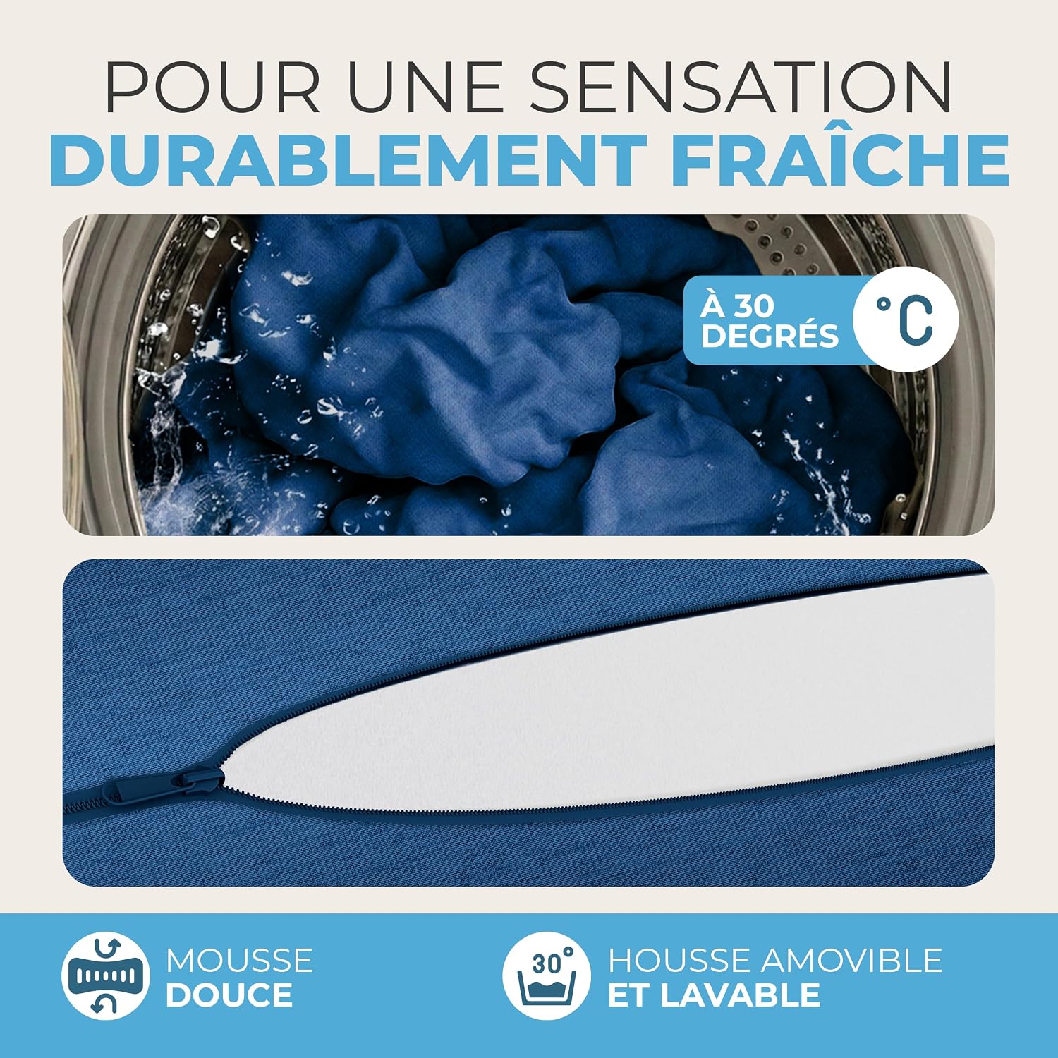 Detalle de ELONEO Matelas Pliant 90x200 cm – Matelas d'appoint pliable en 3 parties, mousse 15 cm, lavable et pliable en cube