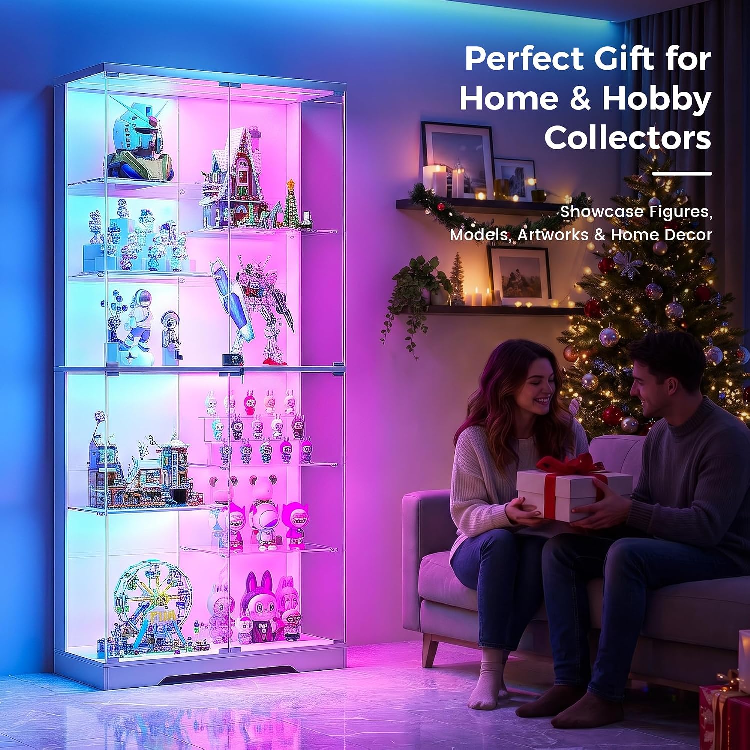 Thumbnail 6 de Lvifur 10-Tier Glass Display Cabinet with RGB Lighting and Motion Sensor