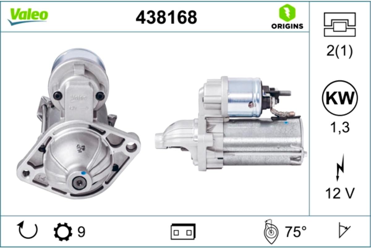 Thumbnail 2 de VALEO 438168Démarreur – 12 V, 1,3 kW, 9 dents, rotation CW