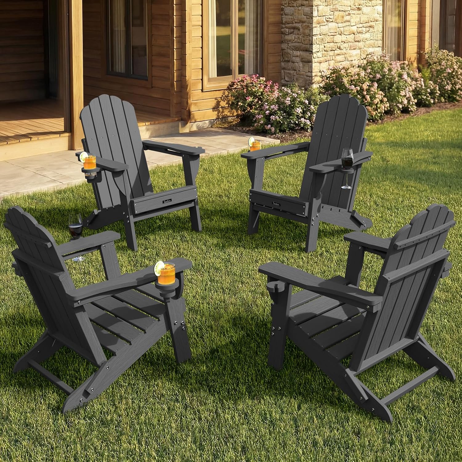 Detalle 2 de Eesdom 3212db48-d81b-42b5-8cac-7568cfb68160 Folding Adirondack Chairs, Set of 4