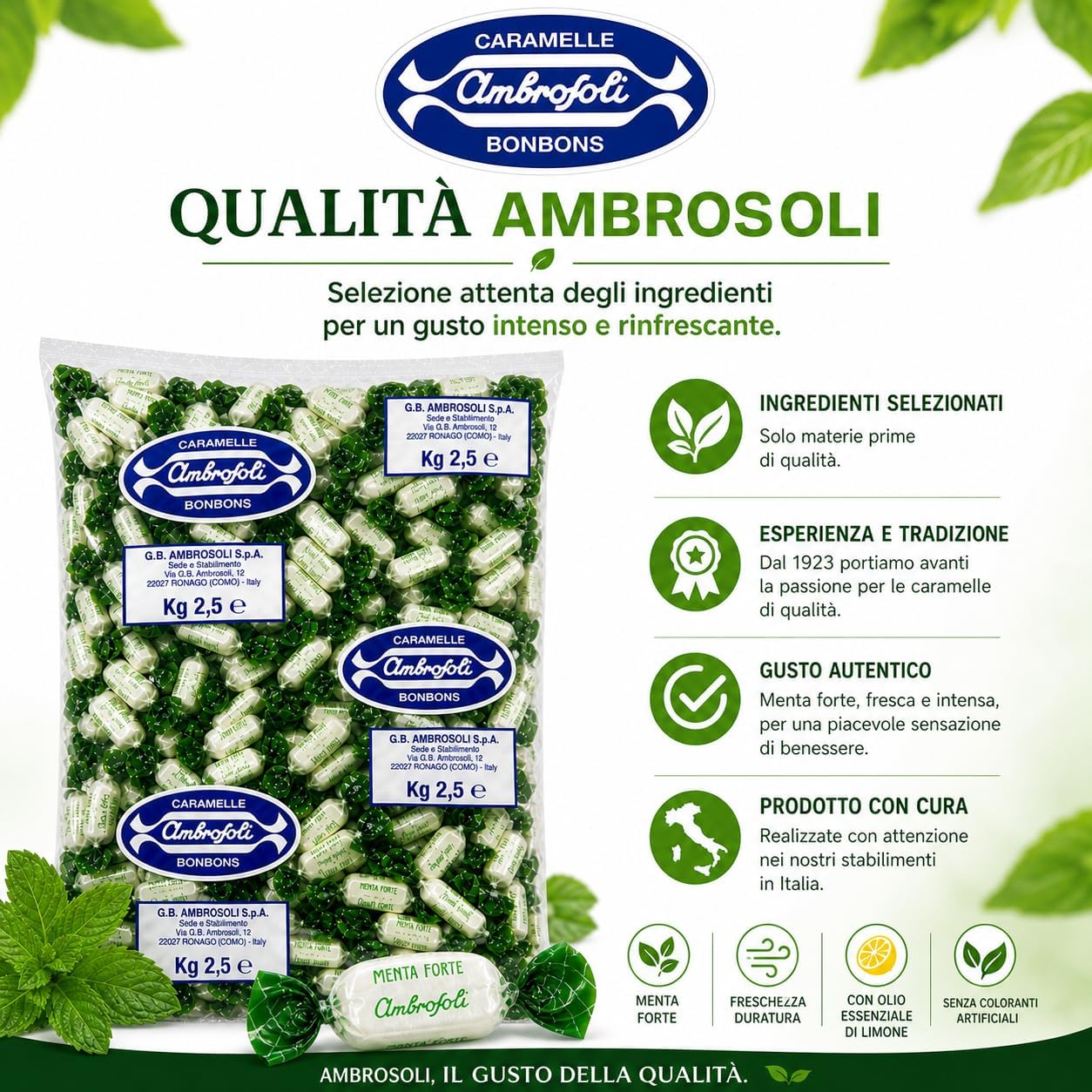 Thumbnail 5 de Ambrosoli Caramelle Menta Forte – Caramelle alla Menta Forte, Senza Glutine, Busta da 2,5 kg