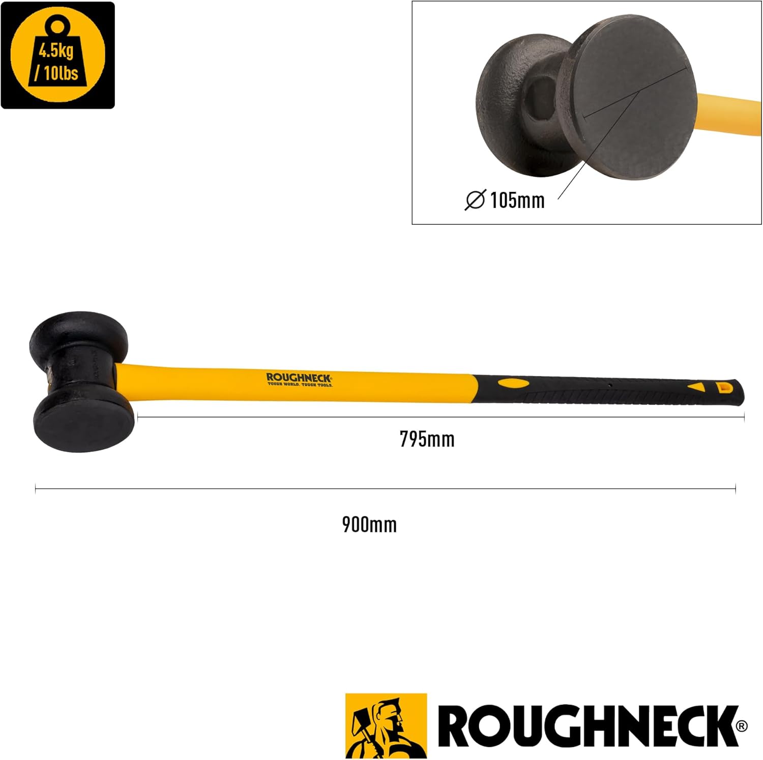 Thumbnail 1 de Roughneck 64-767 Fibreglass Handle Fencing Maul (10 lb) with TPR soft-grip