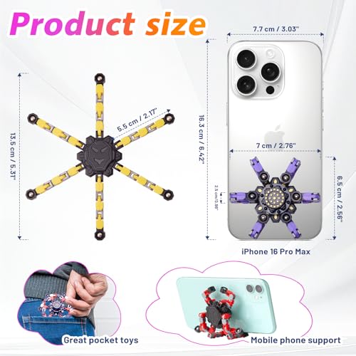 Detalle de Gokeey Transformable Fidget Spinners Toys 4 Pcs – Stress Relief & Sensory Gyro for Kids and Adults