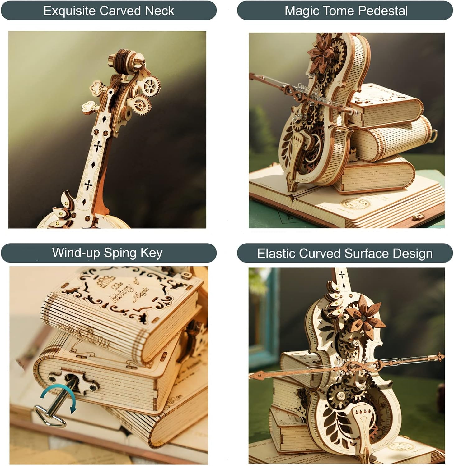 Detalle 2 de ROKR Magic Cello Puzzle legno 3D Violoncello 🎻