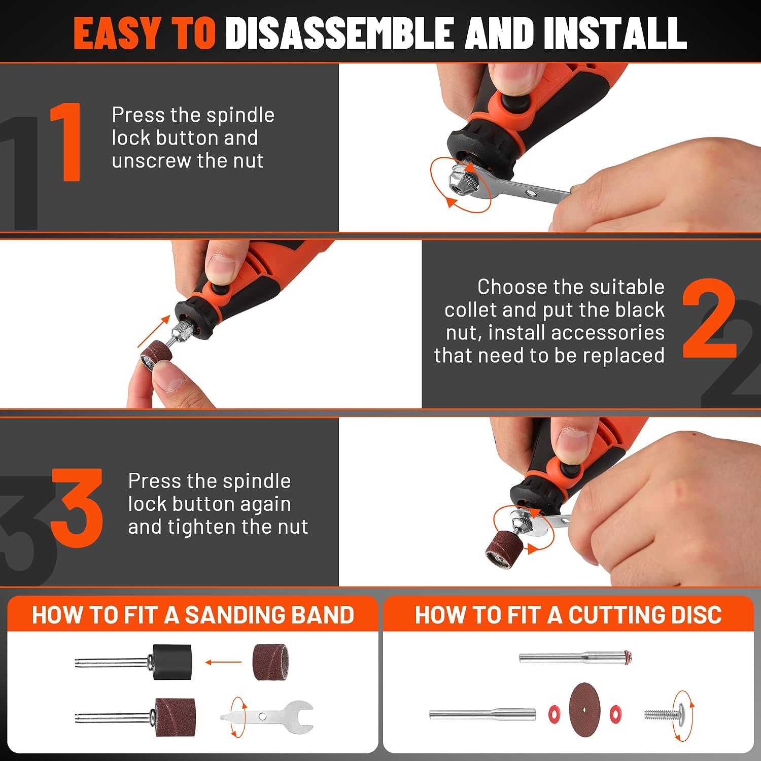 Thumbnail 4 de ValueMax Rotary Tool Kit 130 W – Versatile 119‑pc Mini Grinder Set