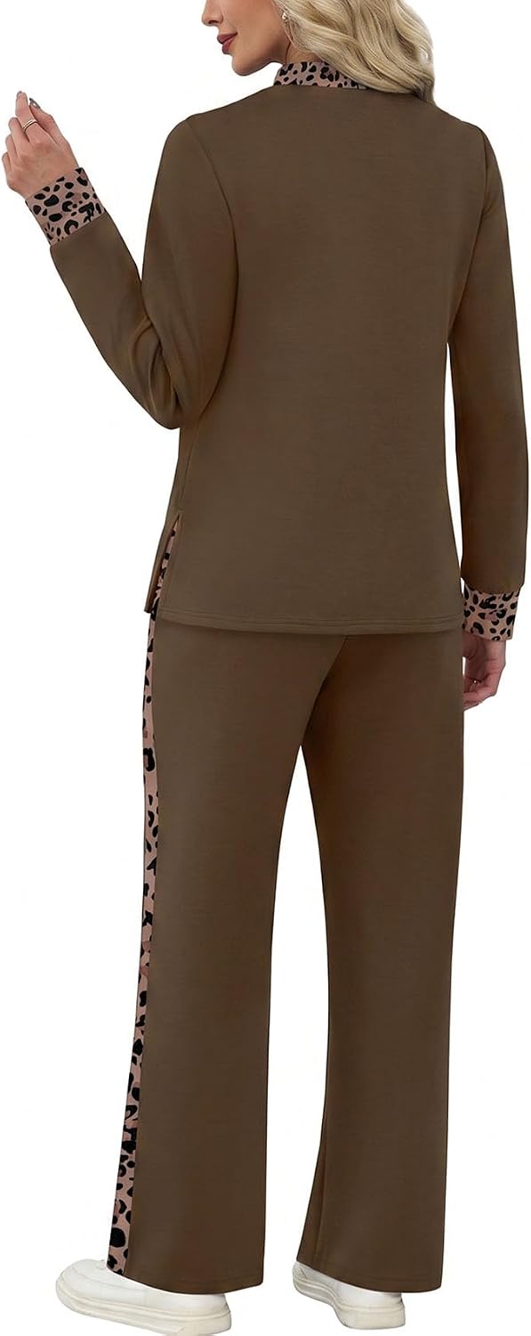 Thumbnail 4 de WIHOLL Women's Two-Piece Lounge Set, Side-Slit Top and Wide-Leg Pants