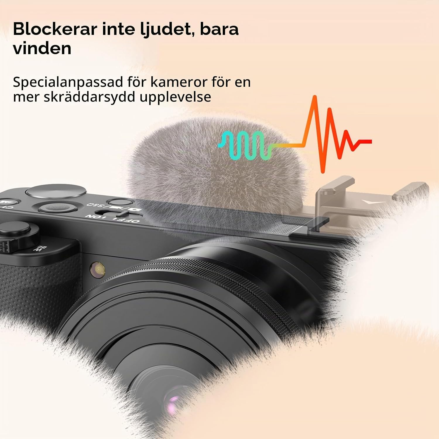 Detalle de SMALLRIG 3526 kallskoadapter med pälsvindskydd för Sony ZV-kameror