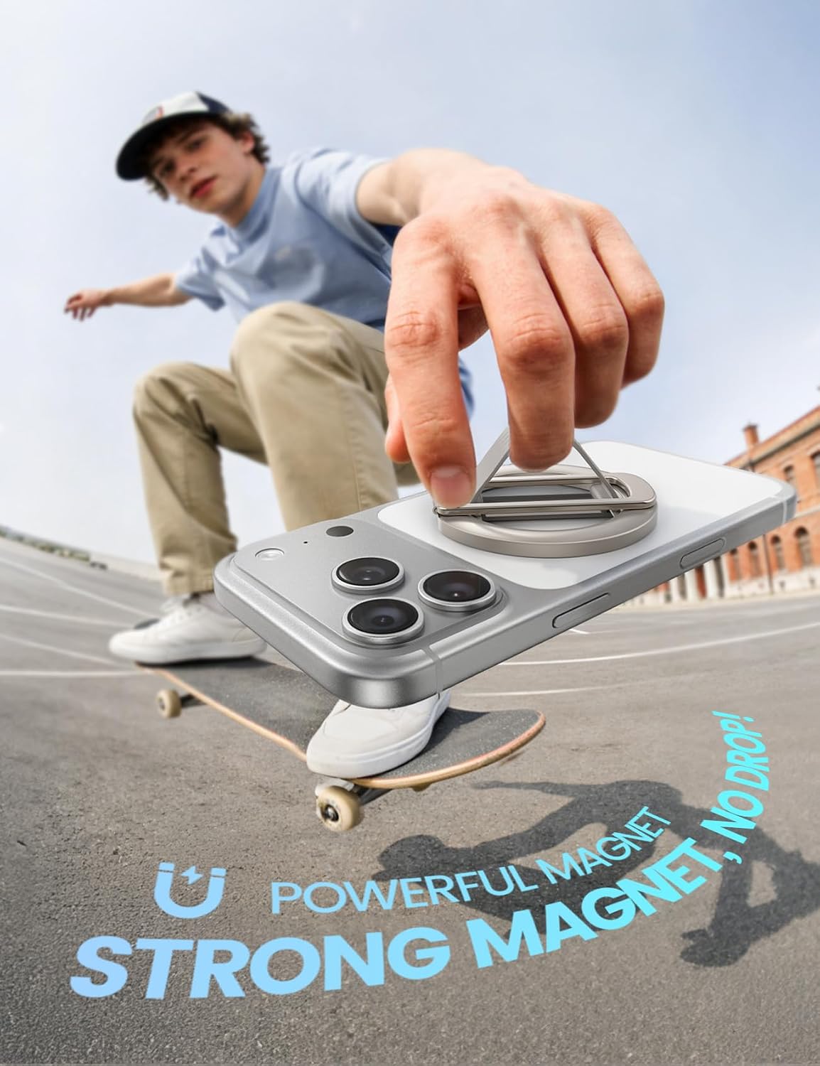 Detalle 1 de Lamicall STRR07-EU-SL MagSafe Ring Holder, 180° Stand, Silicone Grip