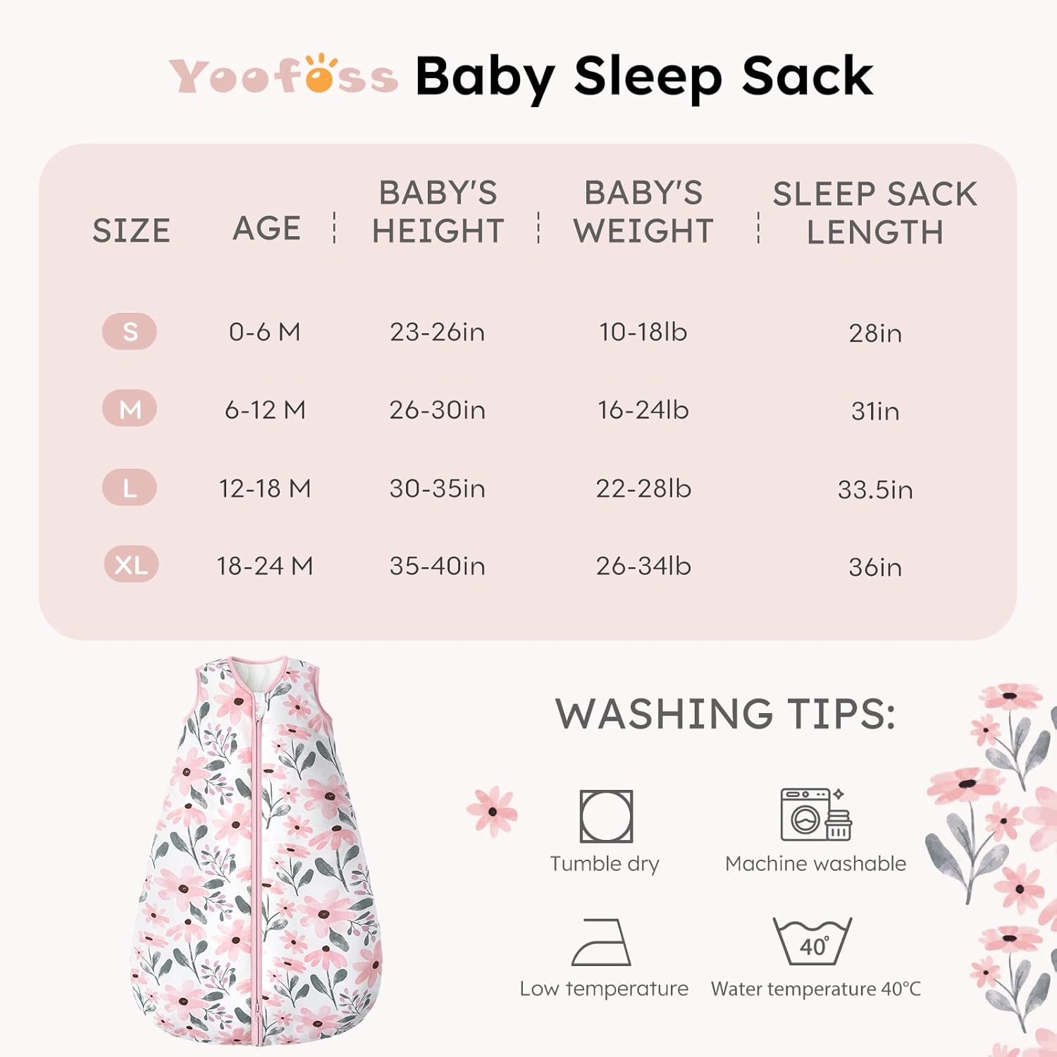 Detalle 2 de Yoofoss Baby Sleeping Bag 0.5 Tog – 2 Pack, 100% Organic Cotton, Summer Sleep Sack
