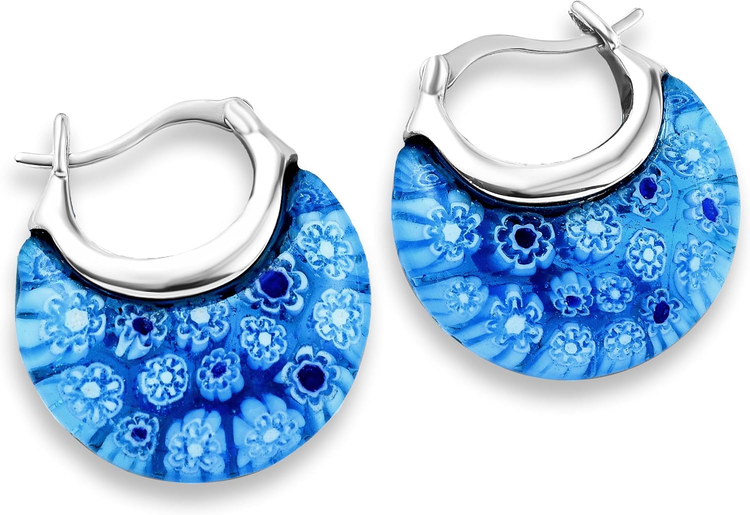 Thumbnail 5 de TJC Handmade Millefiori Basket Hoop Earrings 25x27mm