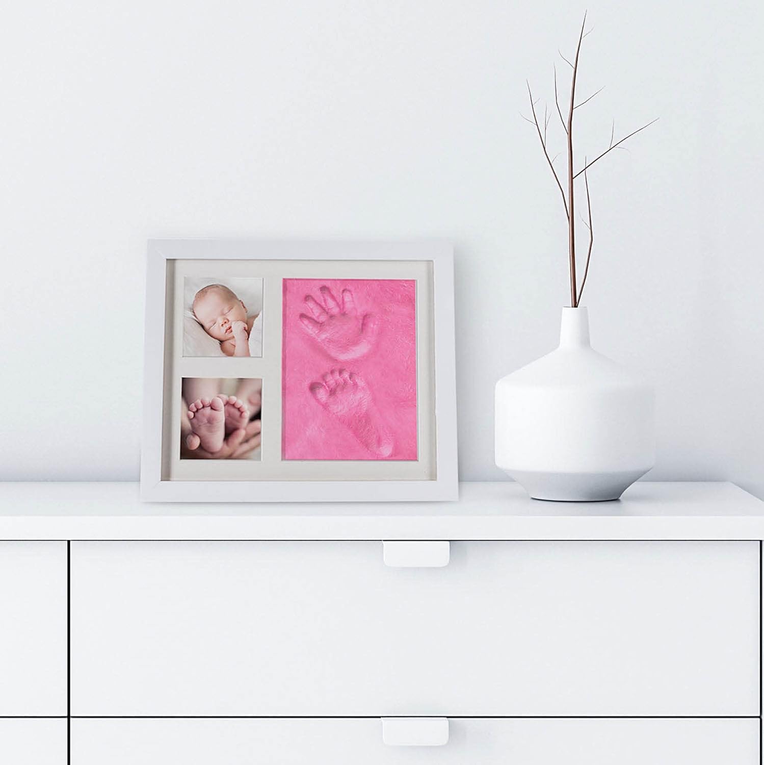 Thumbnail 3 de all Kids United® Baby Bilderrahmen Abdruck-Set – Gips-Abdruck Fotorahmen für Hand- und Fußabdruck (Rosa)