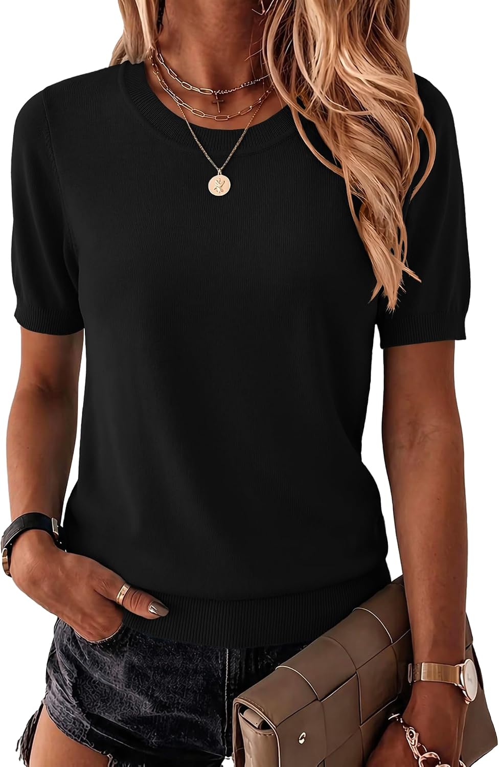 Detalle de Zeagoo Womens Summer Short Sleeve Crew Neck Lightweight Pullover Blouse