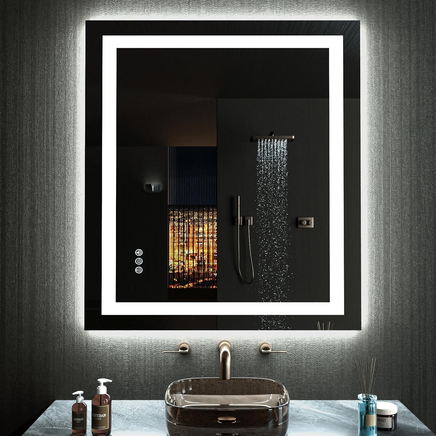 Detalle de LOAAO 32x36 RGB LED Bathroom Mirror